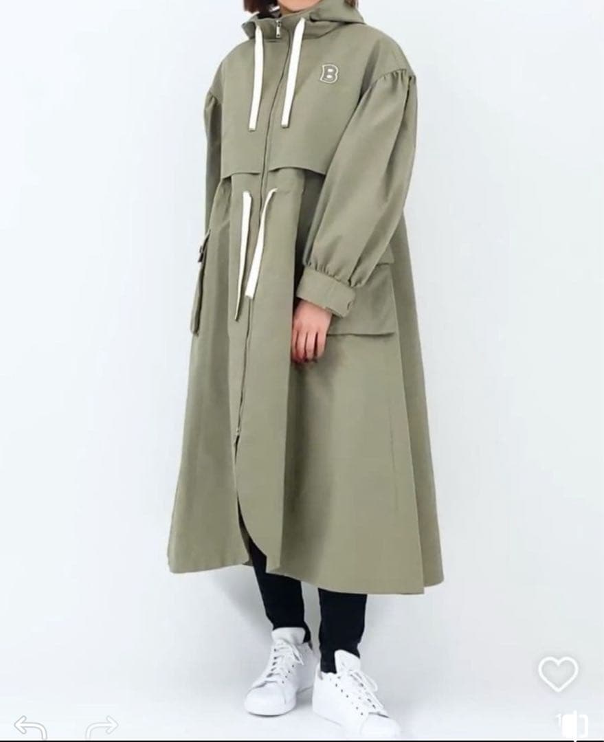 【新品】ボーダーズアットバルコニー ボリュームスリーブ コート　カーキ