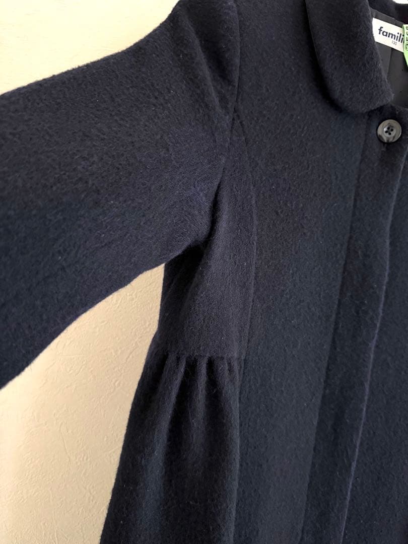 familiar⭐︎ファミリア⭐︎ネイビー ウールコート 襟付き　130㎝