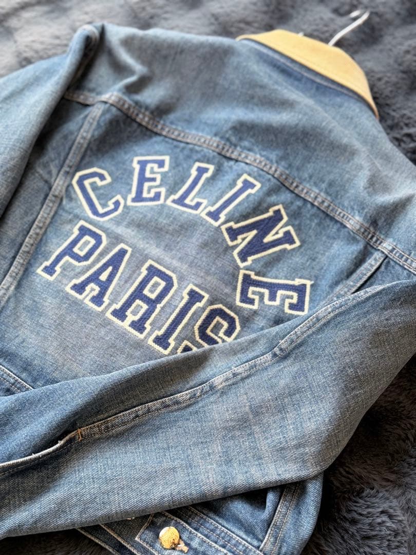 美品CELINE トラッカーデニムジャケット刺繍ロゴ