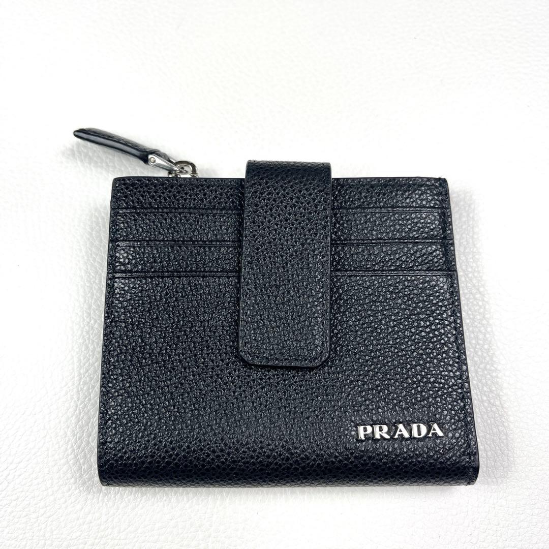 PRADA プラダ ロゴ カードホルダー 折財布 ブラック
