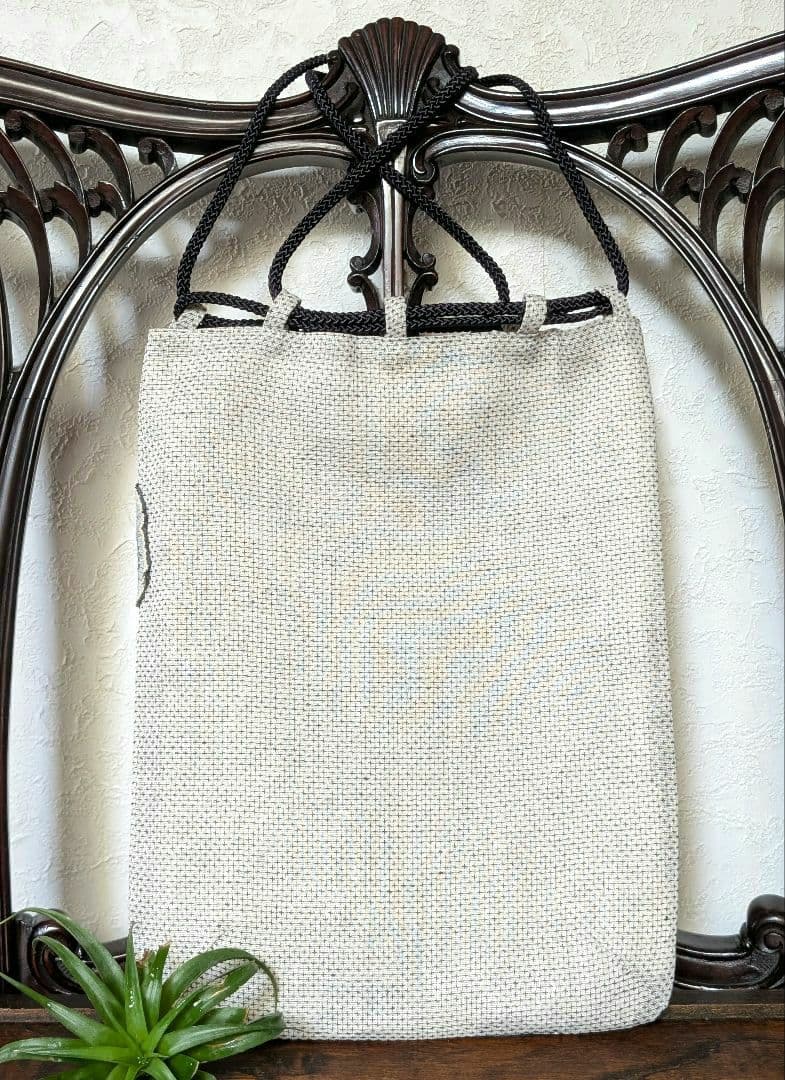 信玄袋「ガレ調」《藍染とWlof&Flower 》古布　ミナペルホネン　PJC