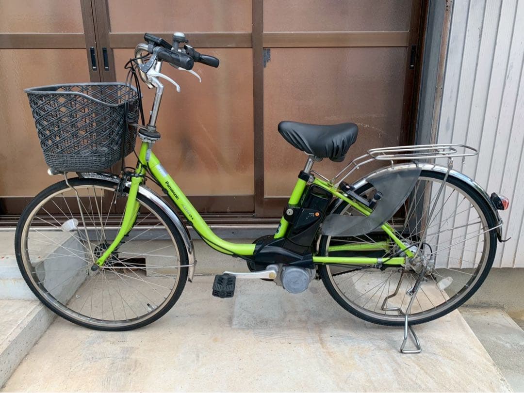 電動自転車　No.6802 パナソニック ビビDX 26インチ 黄緑　神戸　大阪