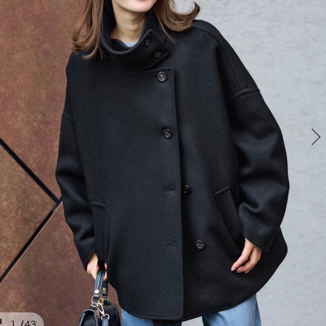 【美品✨️】FRAMeWORKメルトンコクーンコート 3 ブラック