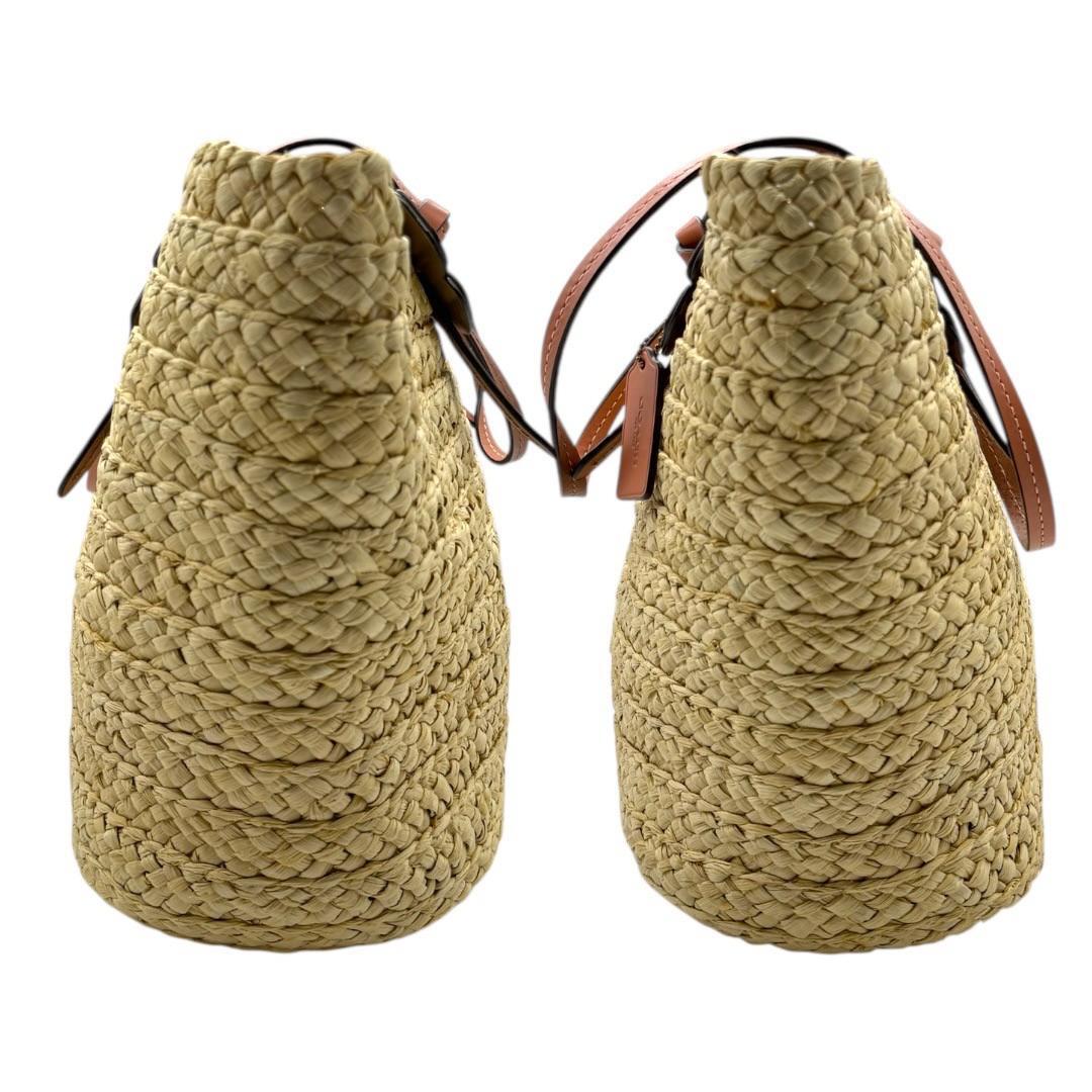 【極美品】COACH コーチ ストロー トートバッグ ショルダーバッグ ベージュ