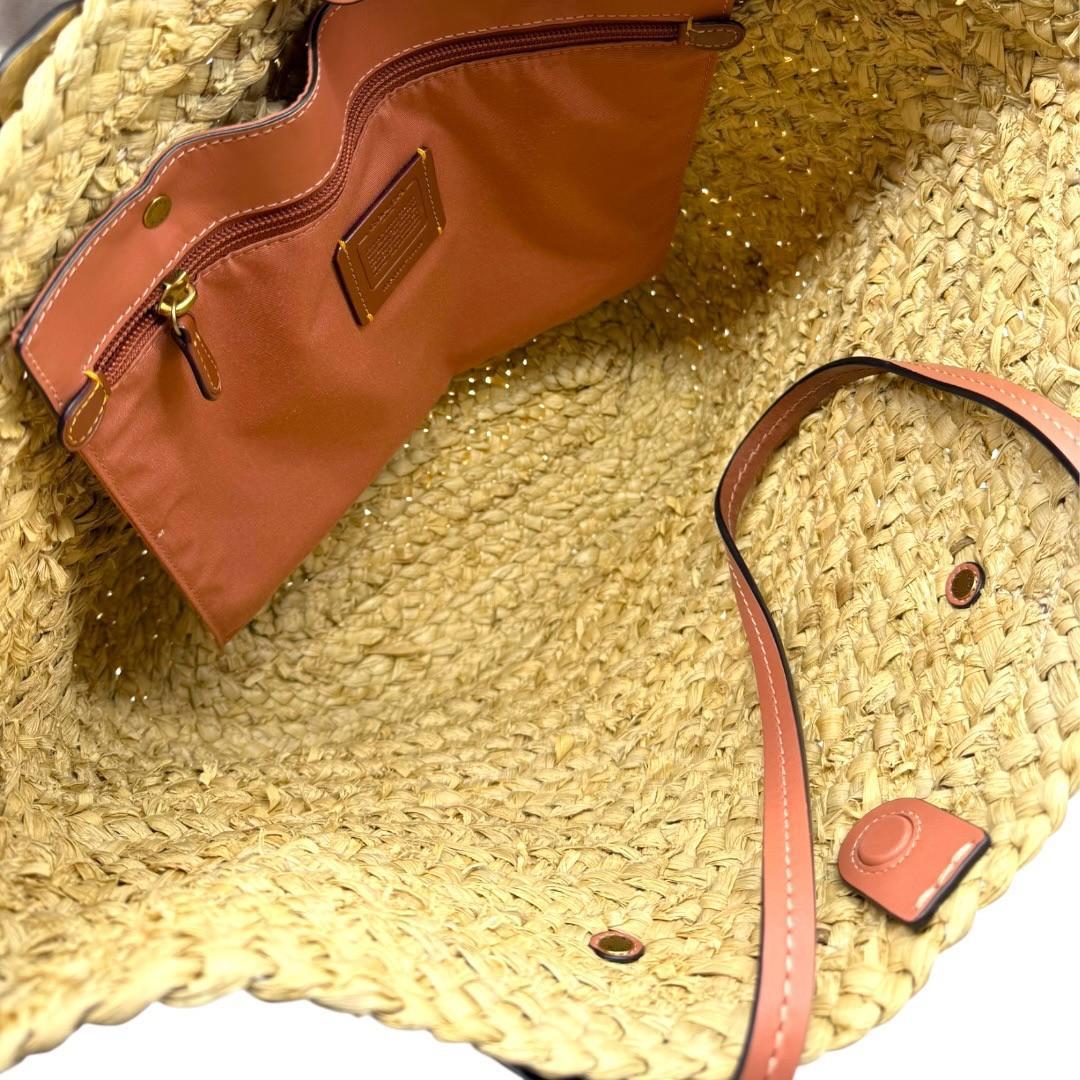 【極美品】COACH コーチ ストロー トートバッグ ショルダーバッグ ベージュ