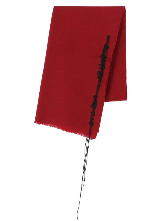 ヨウジヤマモト　グラウンドワイ　ボルドーステッチマフラー