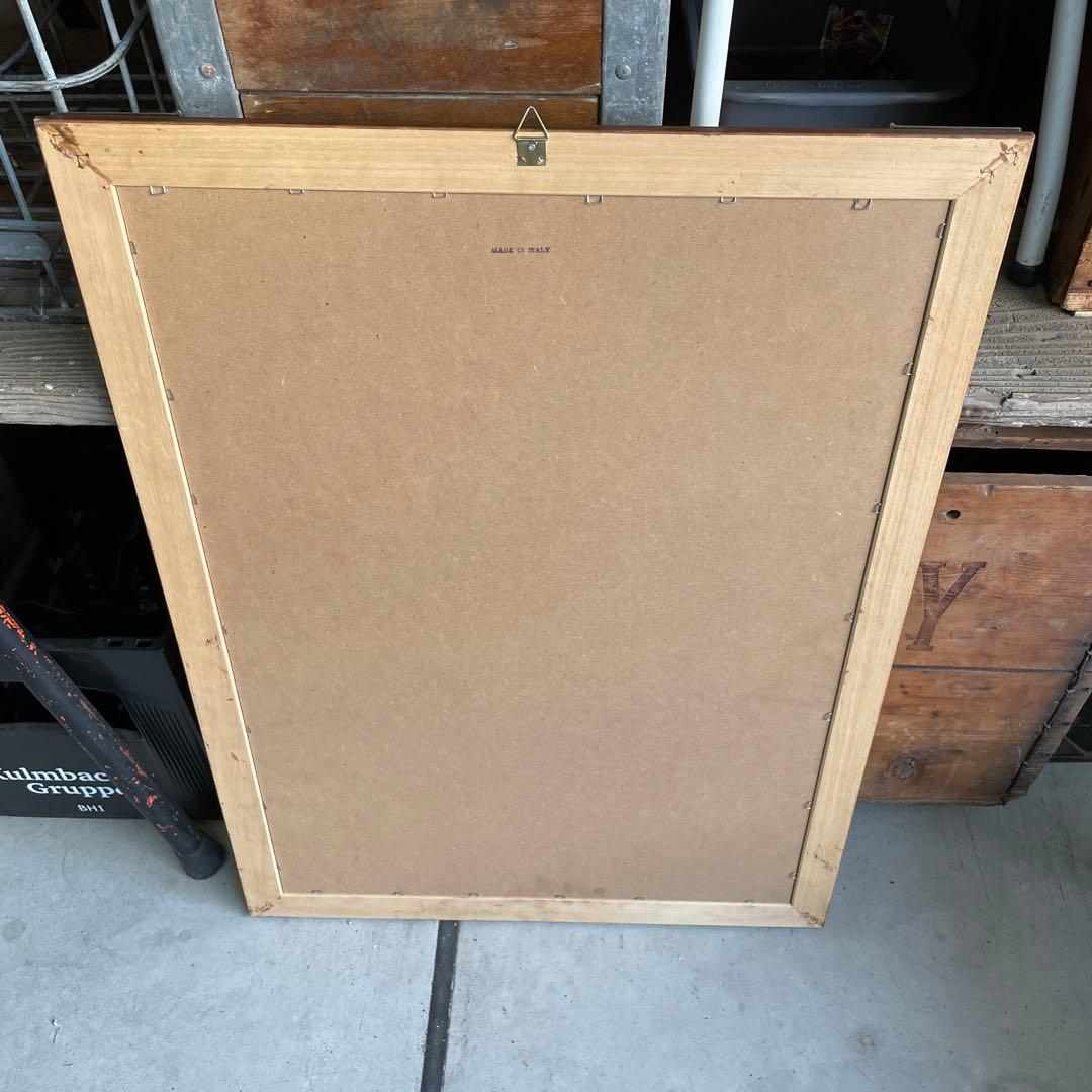 ヴィンテージ 木製 ウッドミラー 壁掛け 鏡 姿見 蚤の市 イタリア シャビー