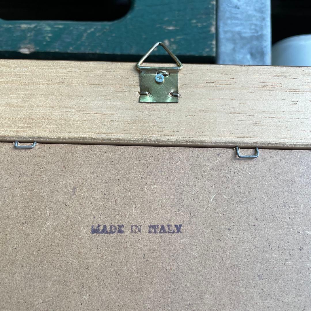 ヴィンテージ 木製 ウッドミラー 壁掛け 鏡 姿見 蚤の市 イタリア シャビー