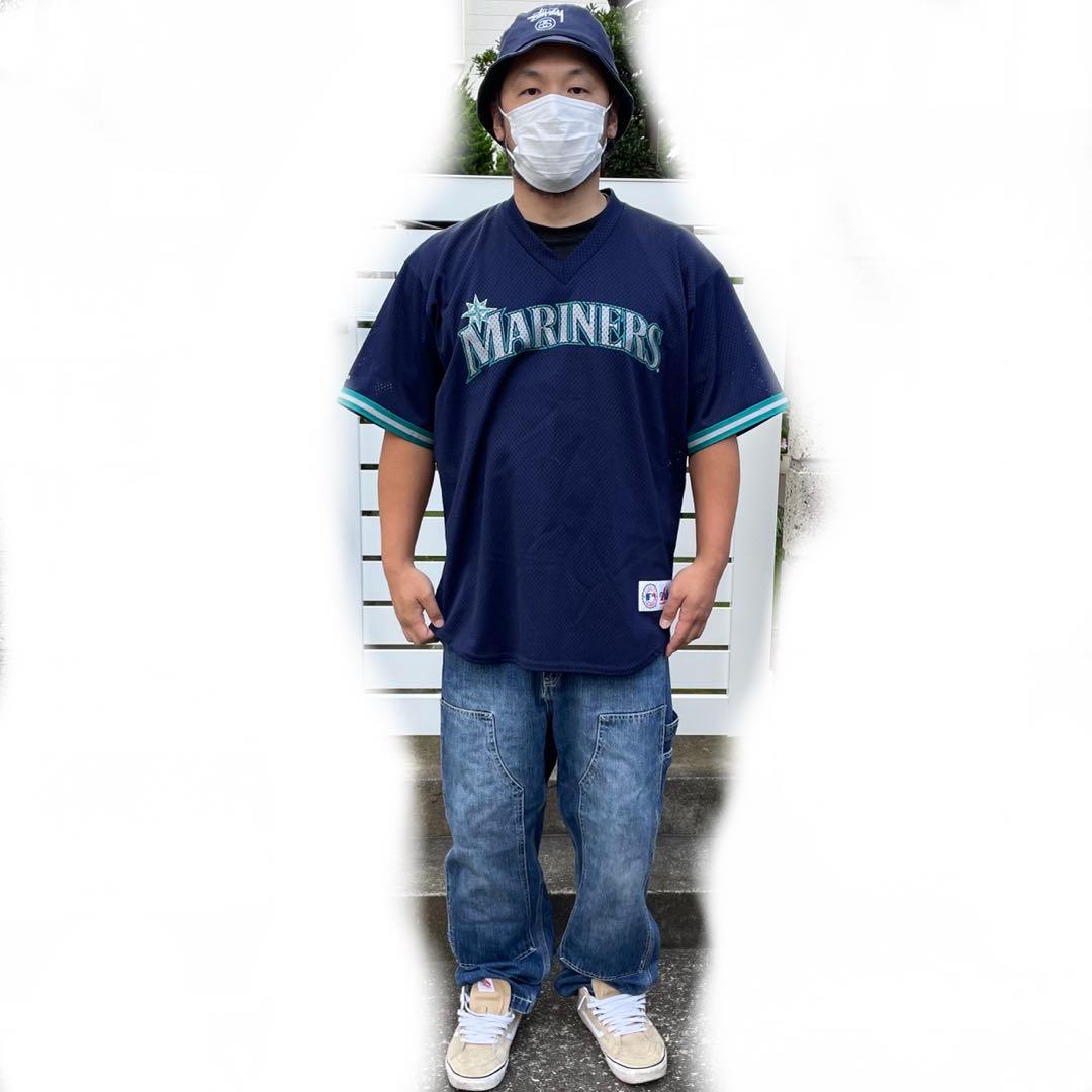 USA製 90s　シアトル マリナーズ グリフィーJr. 古着 プルゲームシャツ