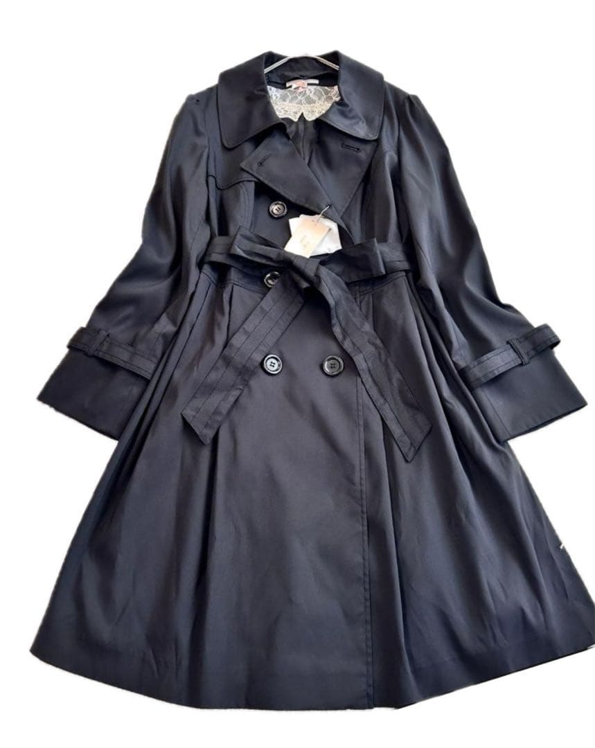 新品タグ付き　ローズティアラ　トレンチコート　黒　42