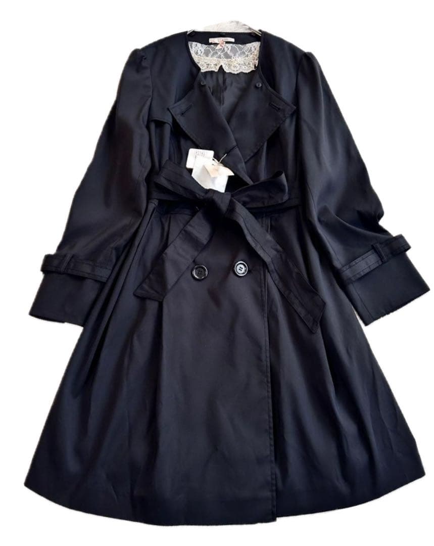 新品タグ付き　ローズティアラ　トレンチコート　黒　42