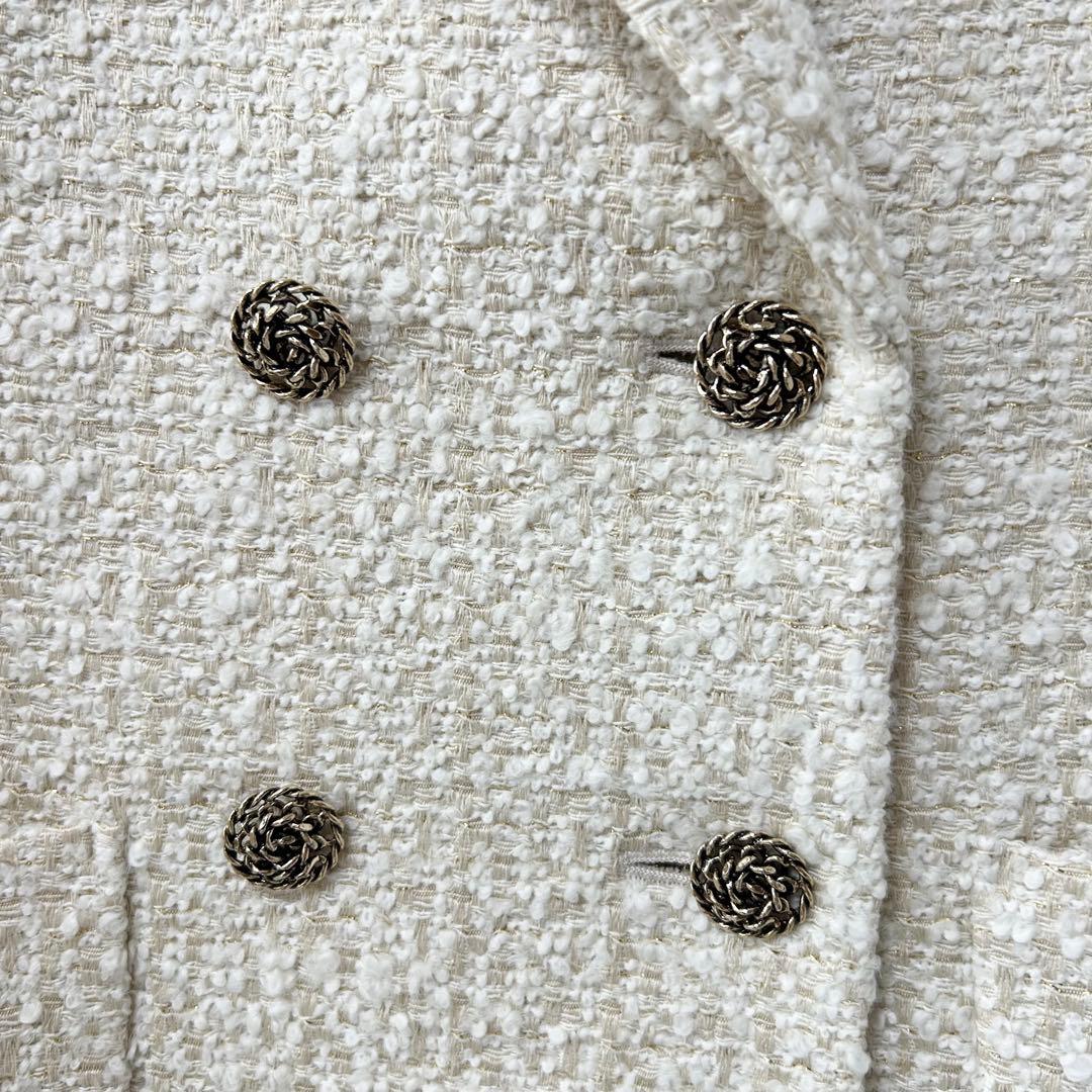 2024AW✨アナイ　ラメツイードテーラーダブルコート　アイボリー　36