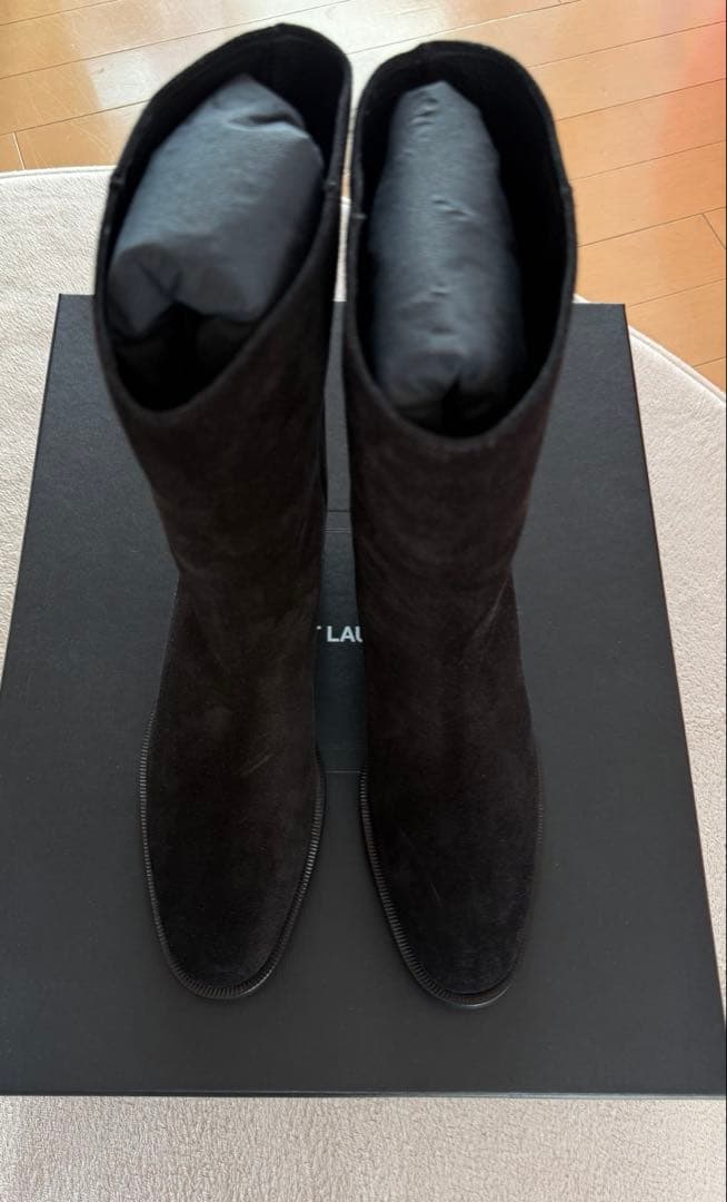 新品　SAINT LAURENT サンローラン　ブラックスエードロングブーツ