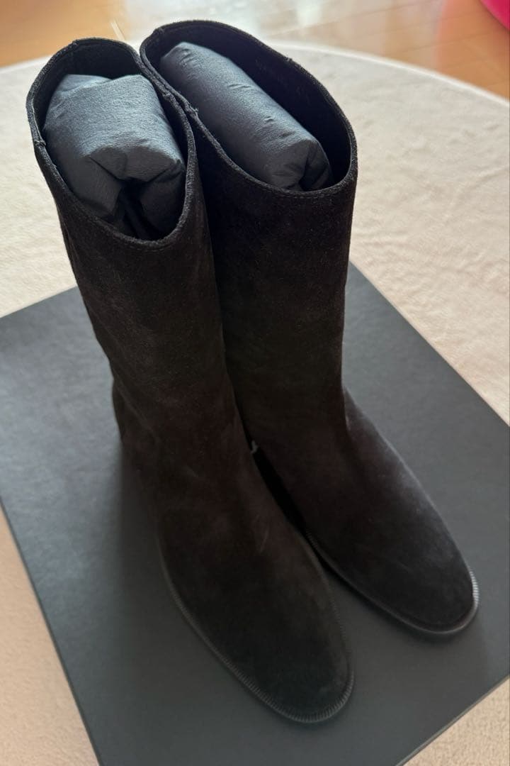 新品　SAINT LAURENT サンローラン　ブラックスエードロングブーツ