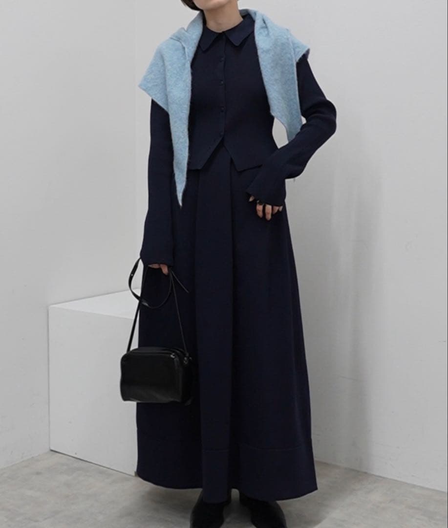 style mixer 2ピースポロニットワンピース　ネイビー