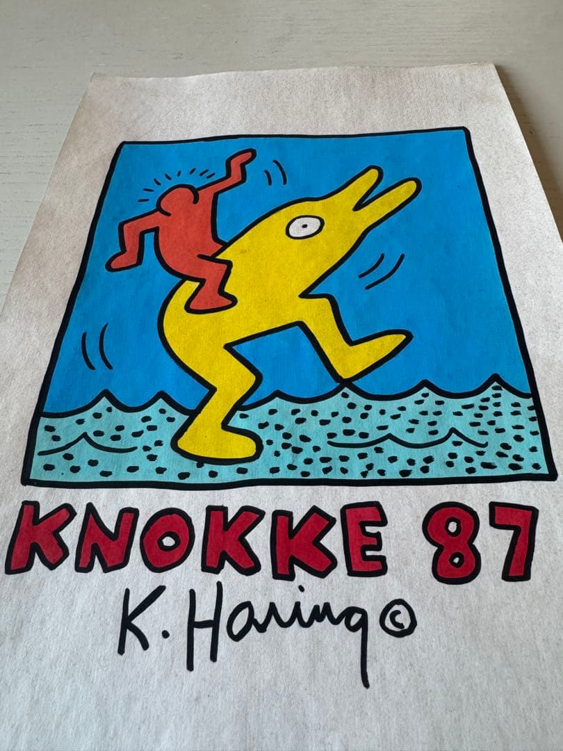 キース・ヘリング KNOKKE 87 ドローイング 手描 サイン入 画廊印有