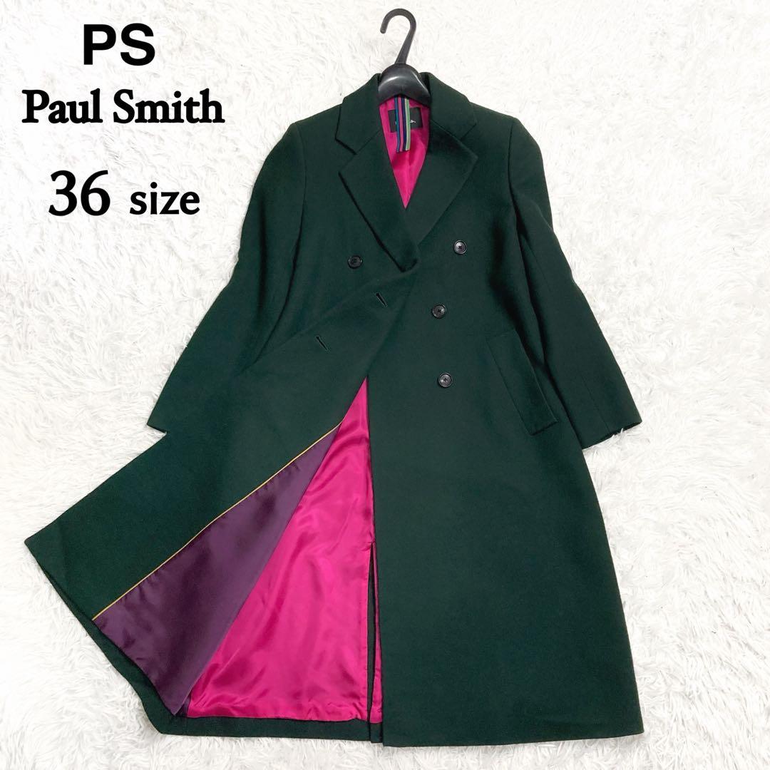 あき 美品✨ポールスミス ダブルチェスターコート グリーン マルチカラー