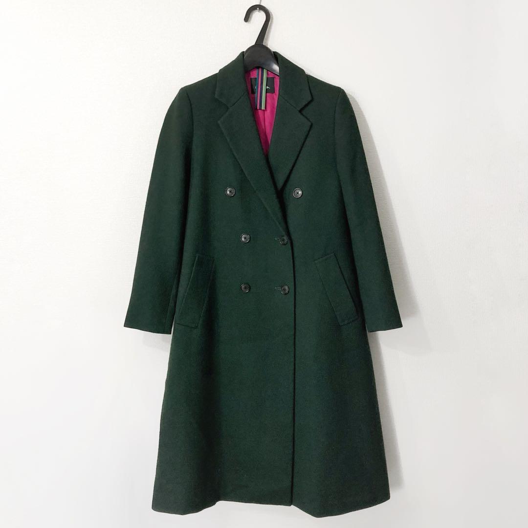 あき 美品✨ポールスミス ダブルチェスターコート グリーン マルチカラー