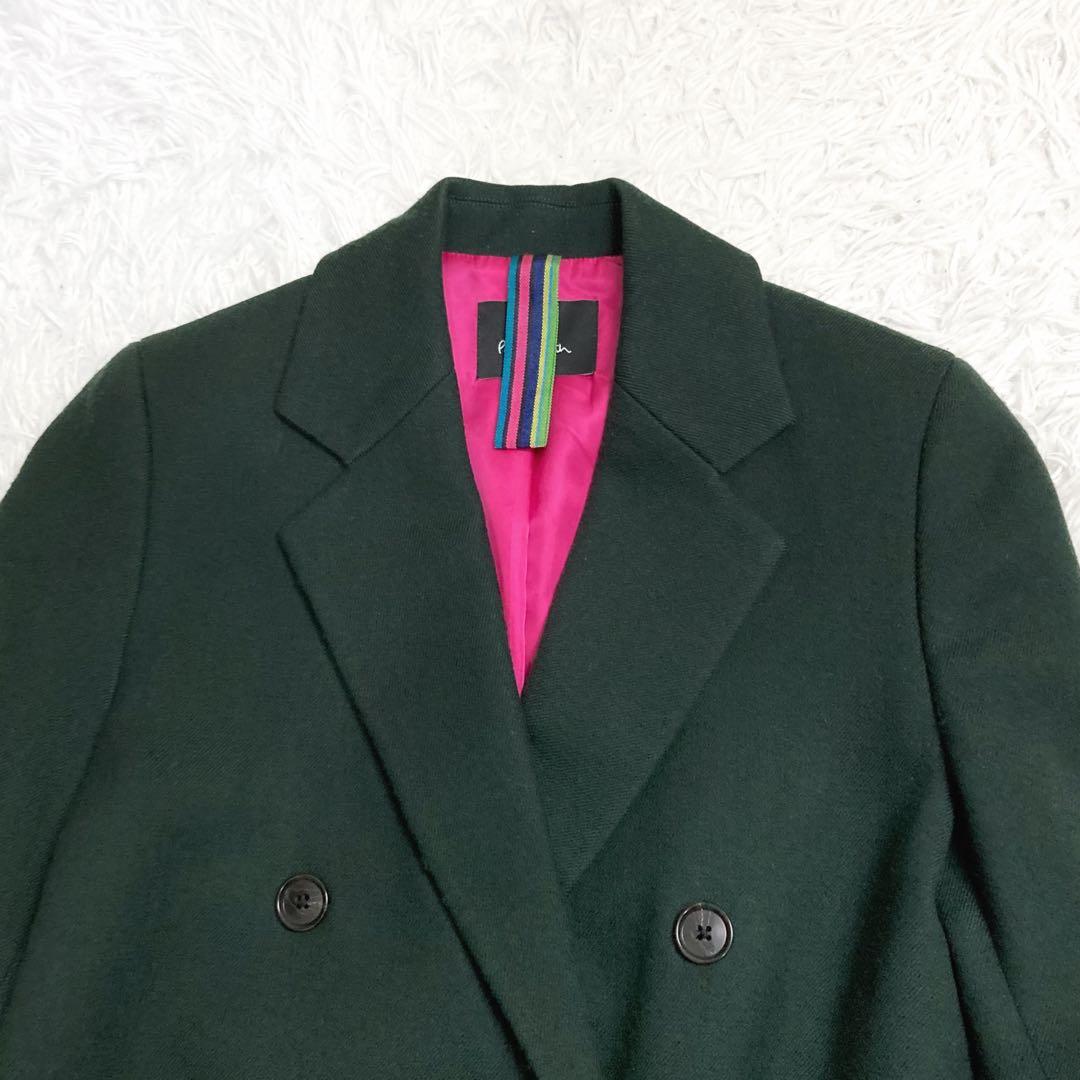 あき 美品✨ポールスミス ダブルチェスターコート グリーン マルチカラー