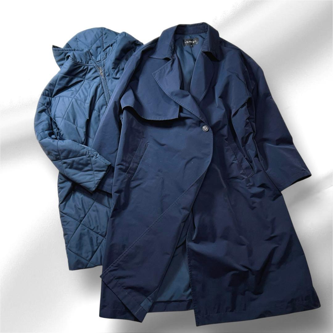 INDIVI フードライナー付き スプリングコート トレンチ オールシーズン