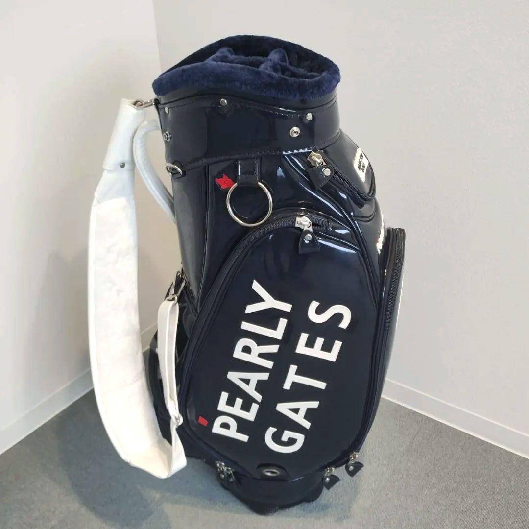 美品【パーリーゲイツ】エナメルキャデイバッグ　ネイビー