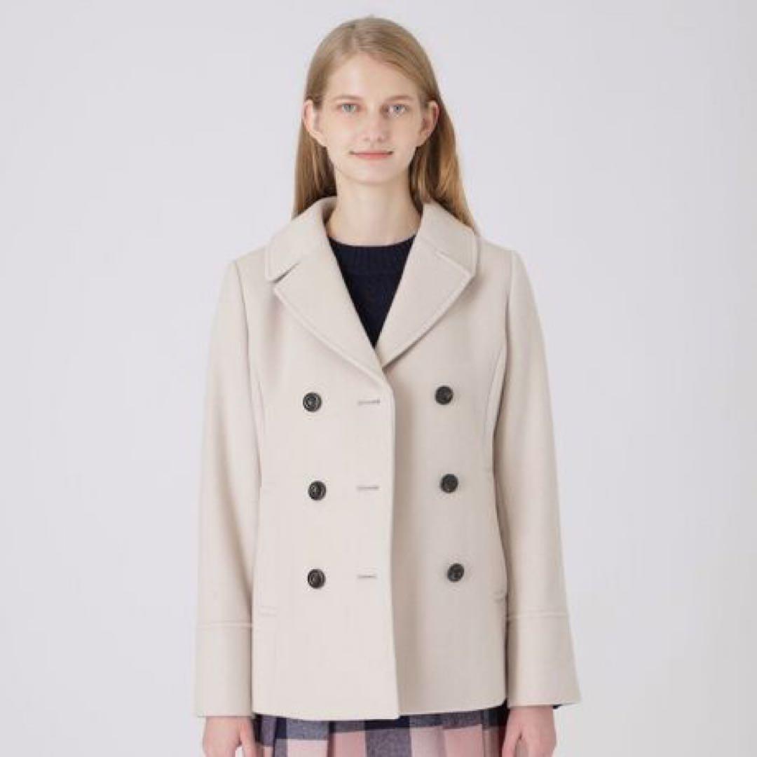 新品　ブルーレーベル　エアリーウールビーバーピーコート　チェック