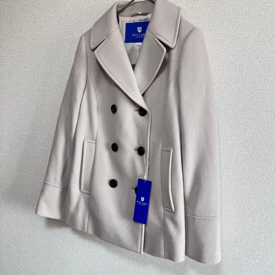 新品　ブルーレーベル　エアリーウールビーバーピーコート　チェック