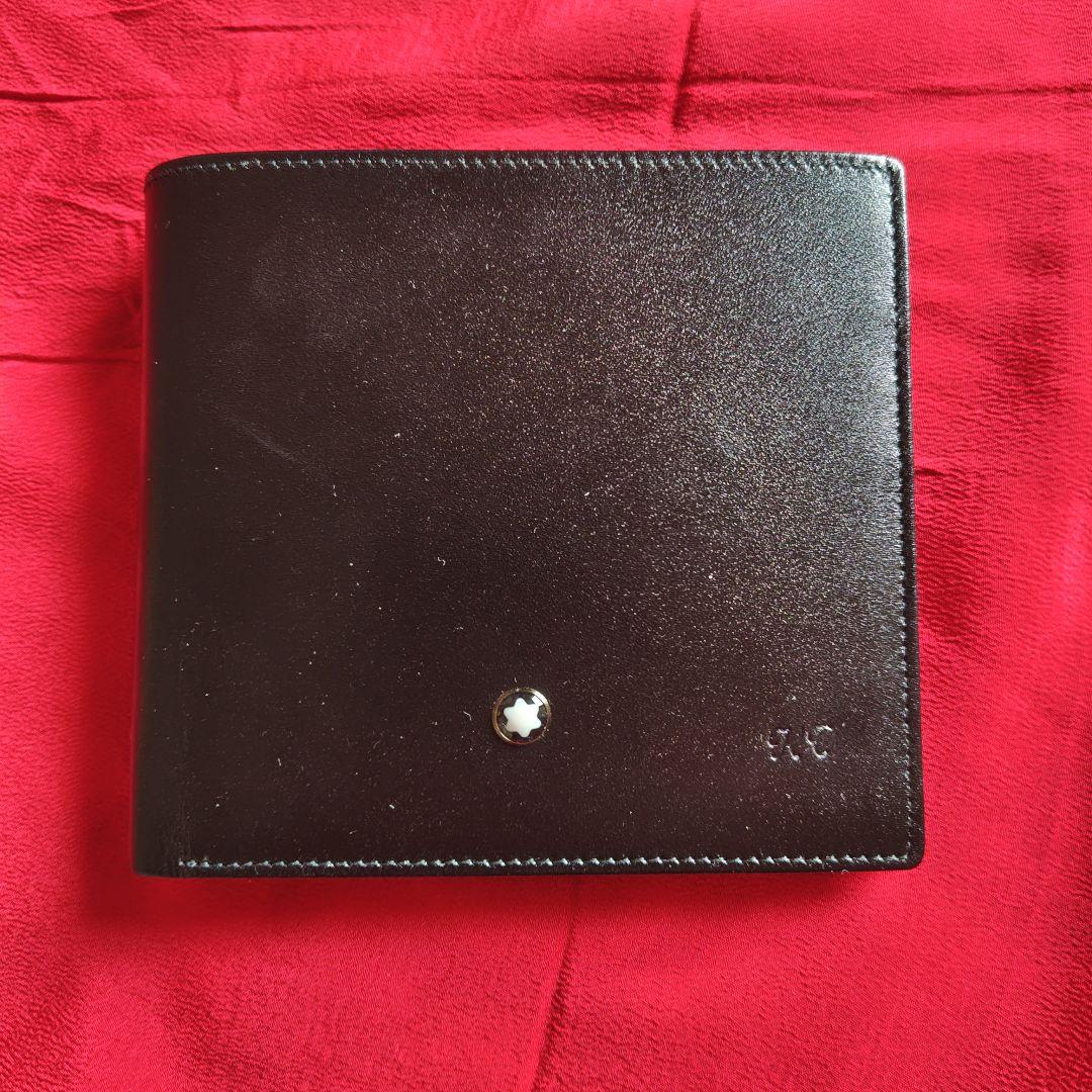 しんぺい67　MONTBLANC 二つ折り財布 ブラック　(KT刻印付)
