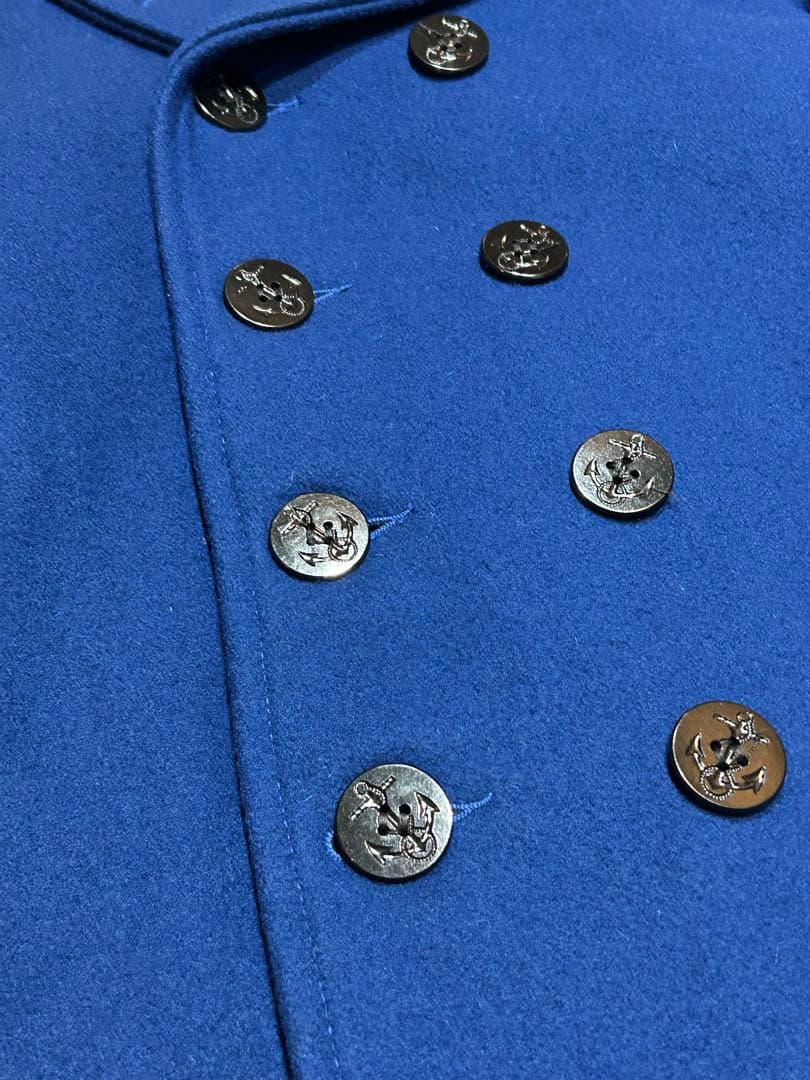 希少カラー美品 Schott ショット740N ウール ピーコート ブルー 36