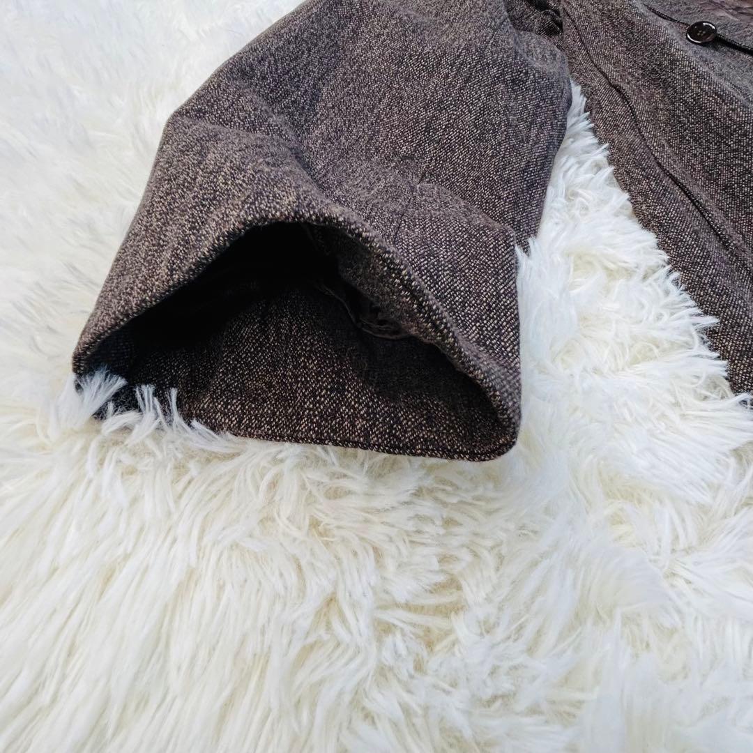 美品★45R ショールカラー フレア コート コットン　ゆったり　FREE