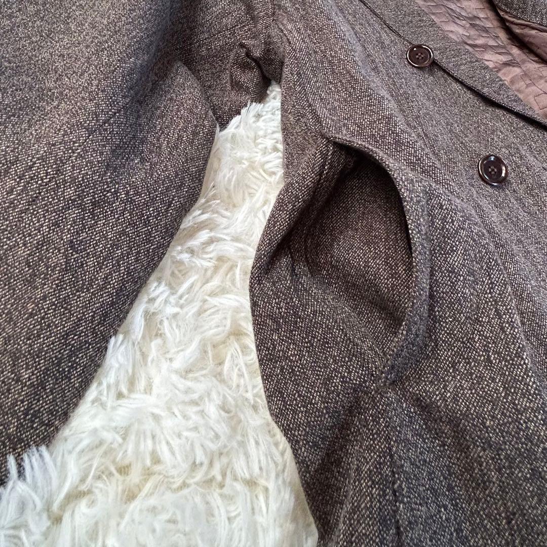 美品★45R ショールカラー フレア コート コットン　ゆったり　FREE