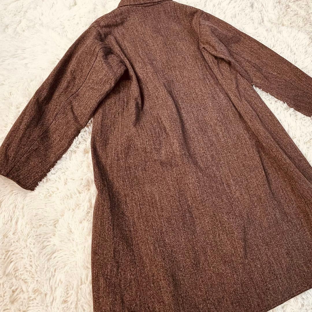 美品★45R ショールカラー フレア コート コットン　ゆったり　FREE