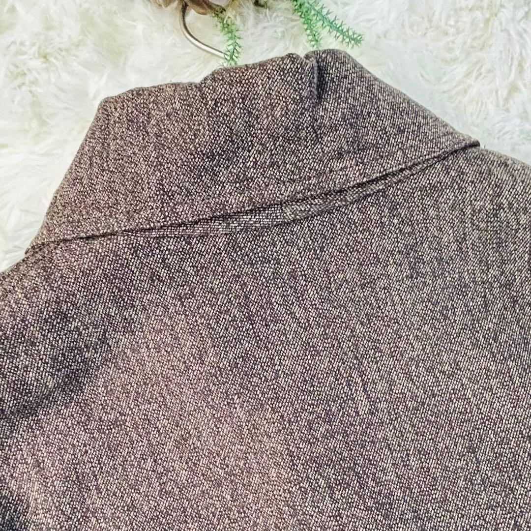 美品★45R ショールカラー フレア コート コットン　ゆったり　FREE