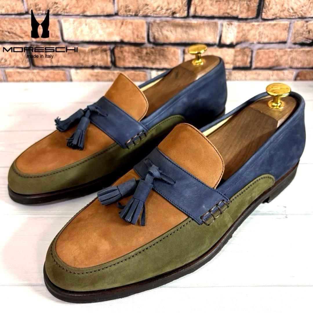 極美品■MORESCHI■タッセルローファー✨スエード マルチカラー セレモニー