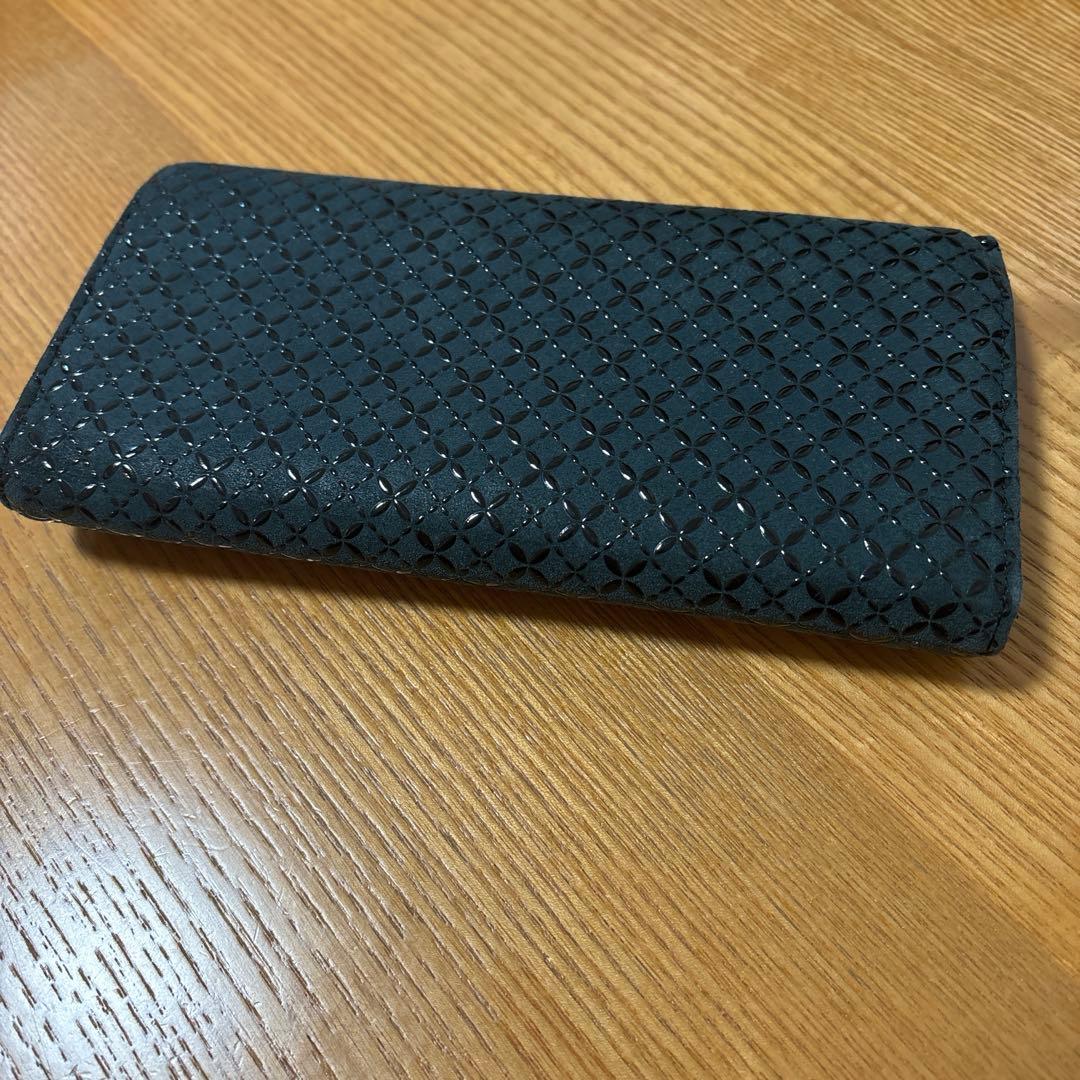 未使用　印傳屋　甲州印傳　ひそか　HISOCA 緑　オレンジ　長財布　七宝繋ぎ