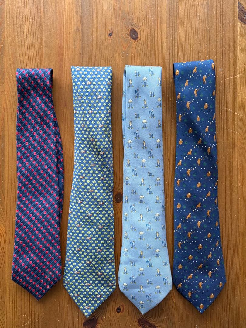 エルメス ネクタイ 4本セット シルク100% 使用感あり まとめ売り