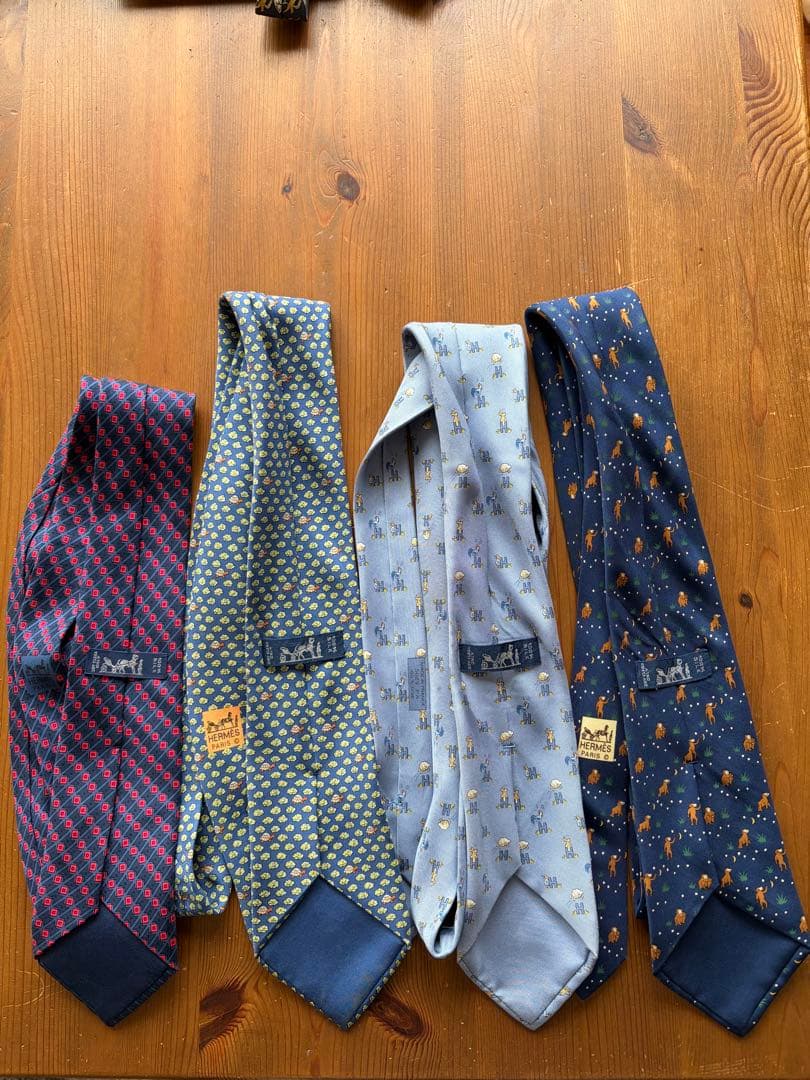 エルメス ネクタイ 4本セット シルク100% 使用感あり まとめ売り