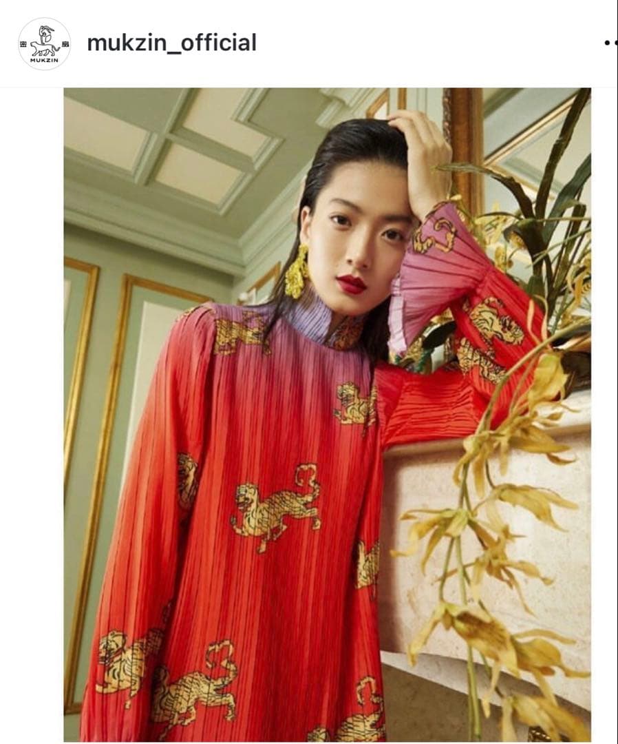 MUKZIN(ムクジン)虎柄プリーツワンピース