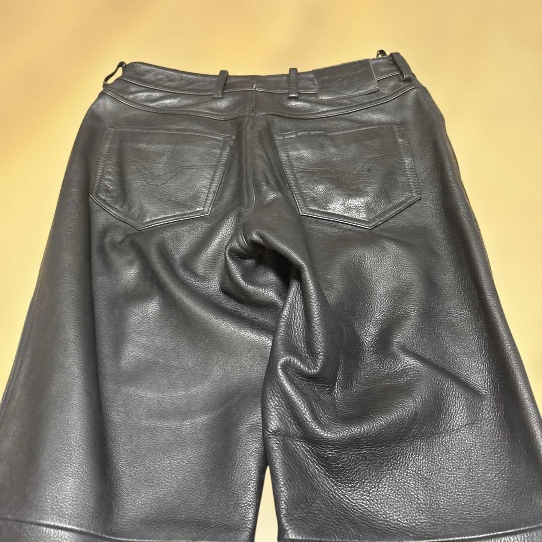 プ*コ様 Harley-Davidson ブラックレザー ワイドパンツ