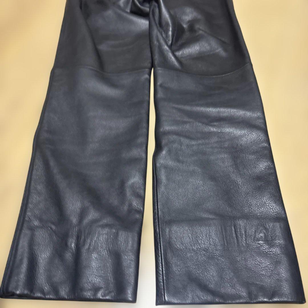 プ*コ様 Harley-Davidson ブラックレザー ワイドパンツ