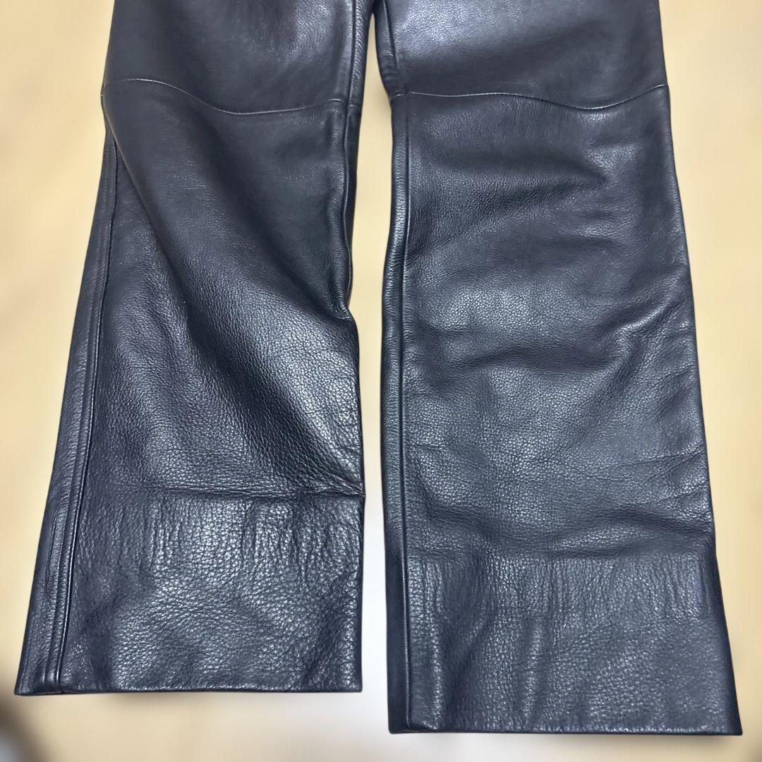 プ*コ様 Harley-Davidson ブラックレザー ワイドパンツ