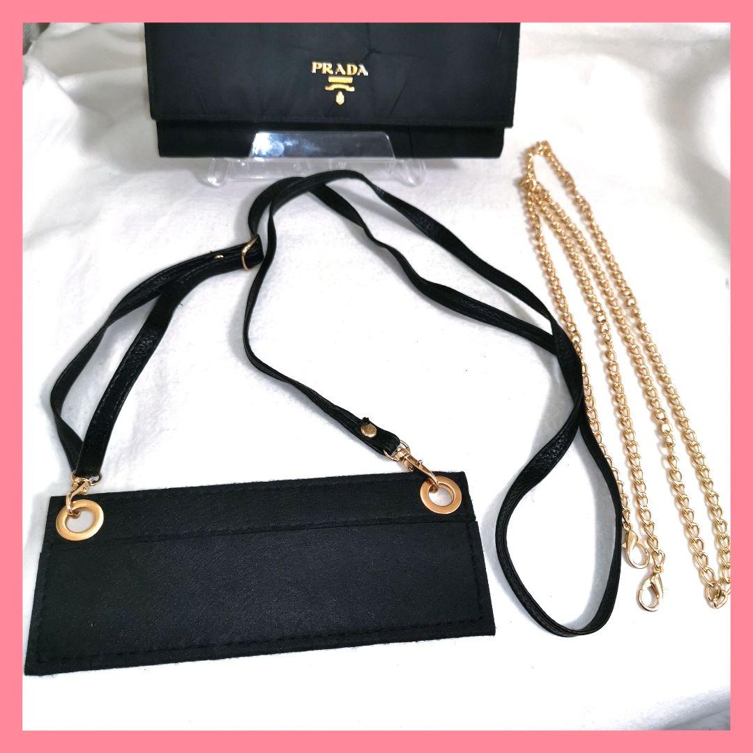 海坊主! プラダPRADA 黒サフィアーノ長財布 新品ショルダー鑑定済!