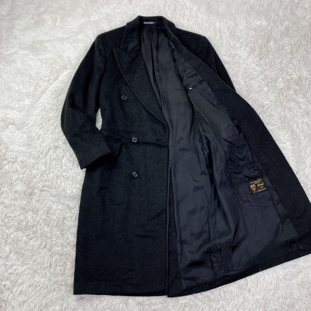 ヴィンテージ　ダブルチェスターコート　カシミヤ混　L相当
