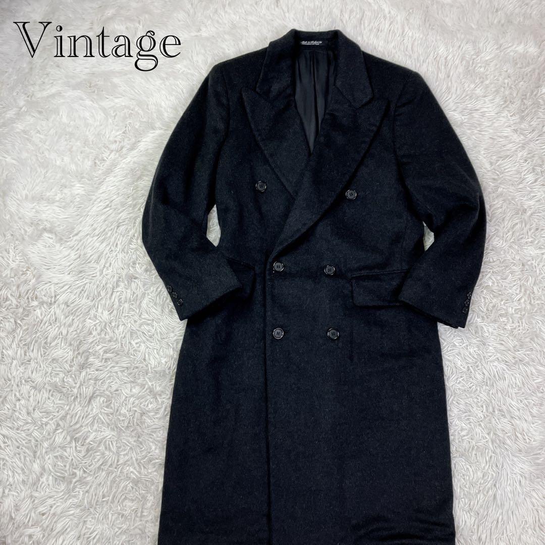 ヴィンテージ　ダブルチェスターコート　カシミヤ混　L相当