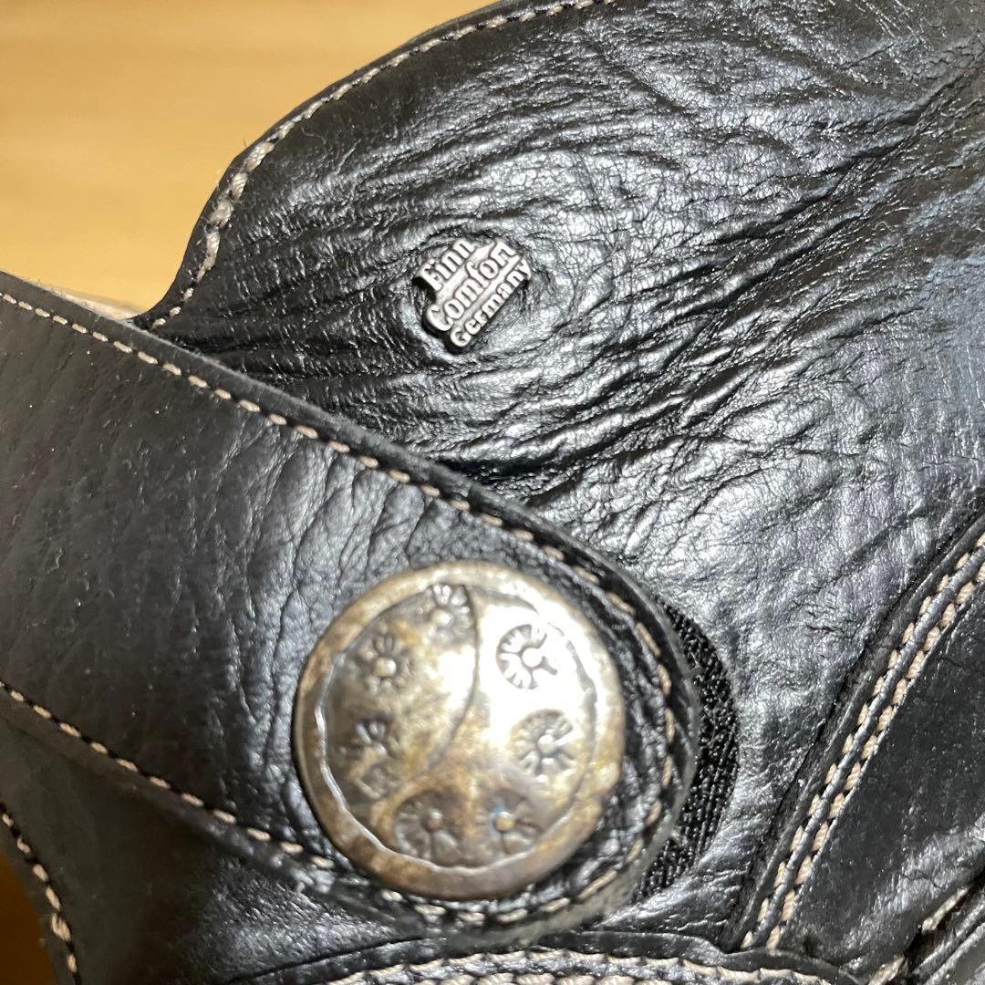 未使用に近い フィンコンフォート レザーシューズ ストラップ ブラック ドイツ製