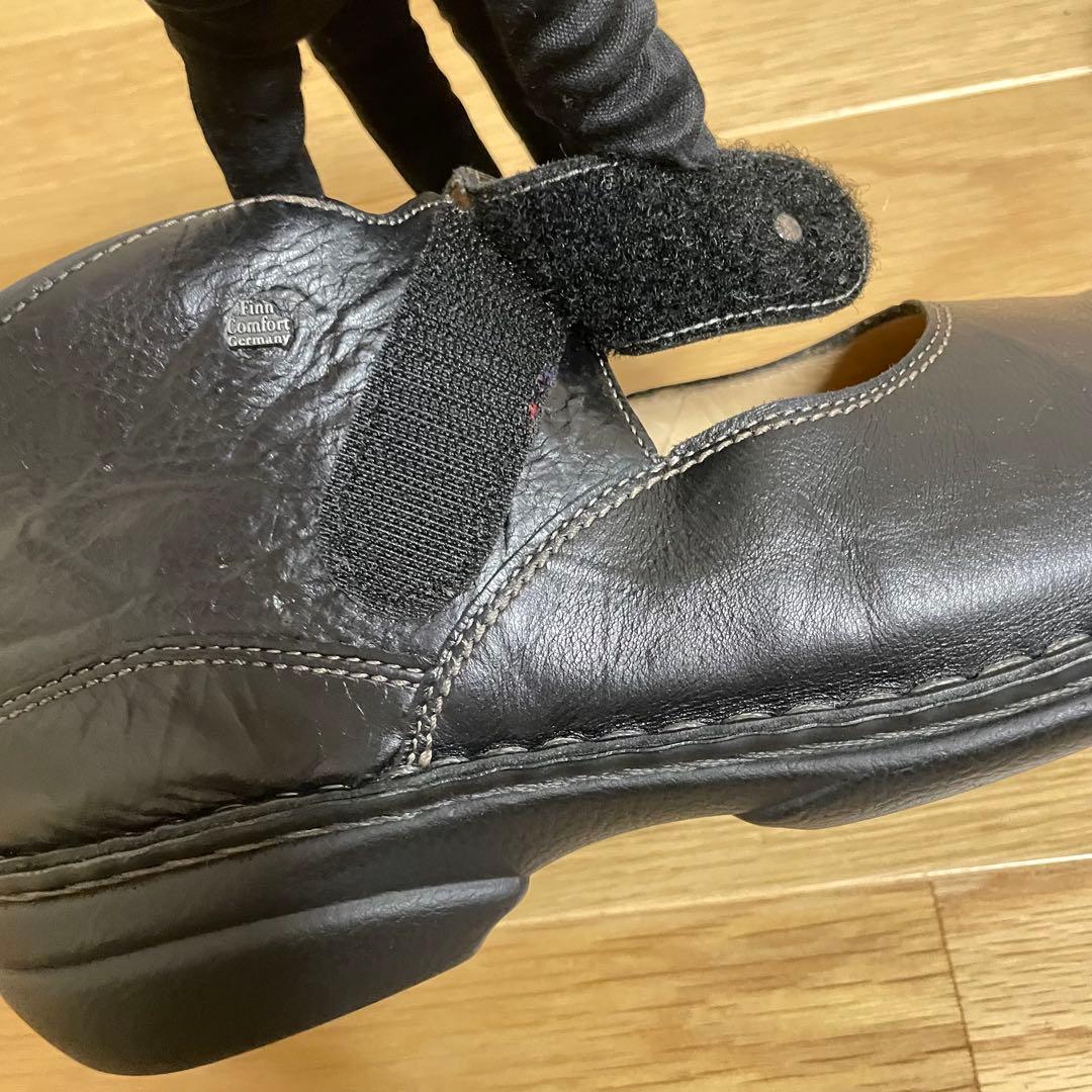 未使用に近い フィンコンフォート レザーシューズ ストラップ ブラック ドイツ製