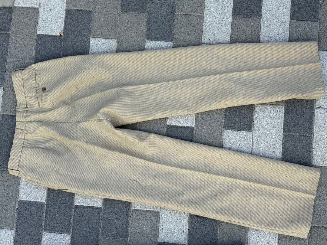 70s セットアップ　ベージュ 2ボタンスーツ スラックス　成人式