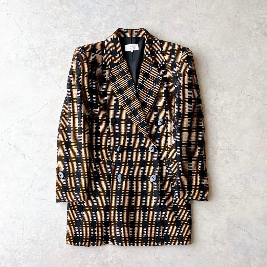 Vintage Miss Dior チェック柄 ダブルブレストジャケット ウール