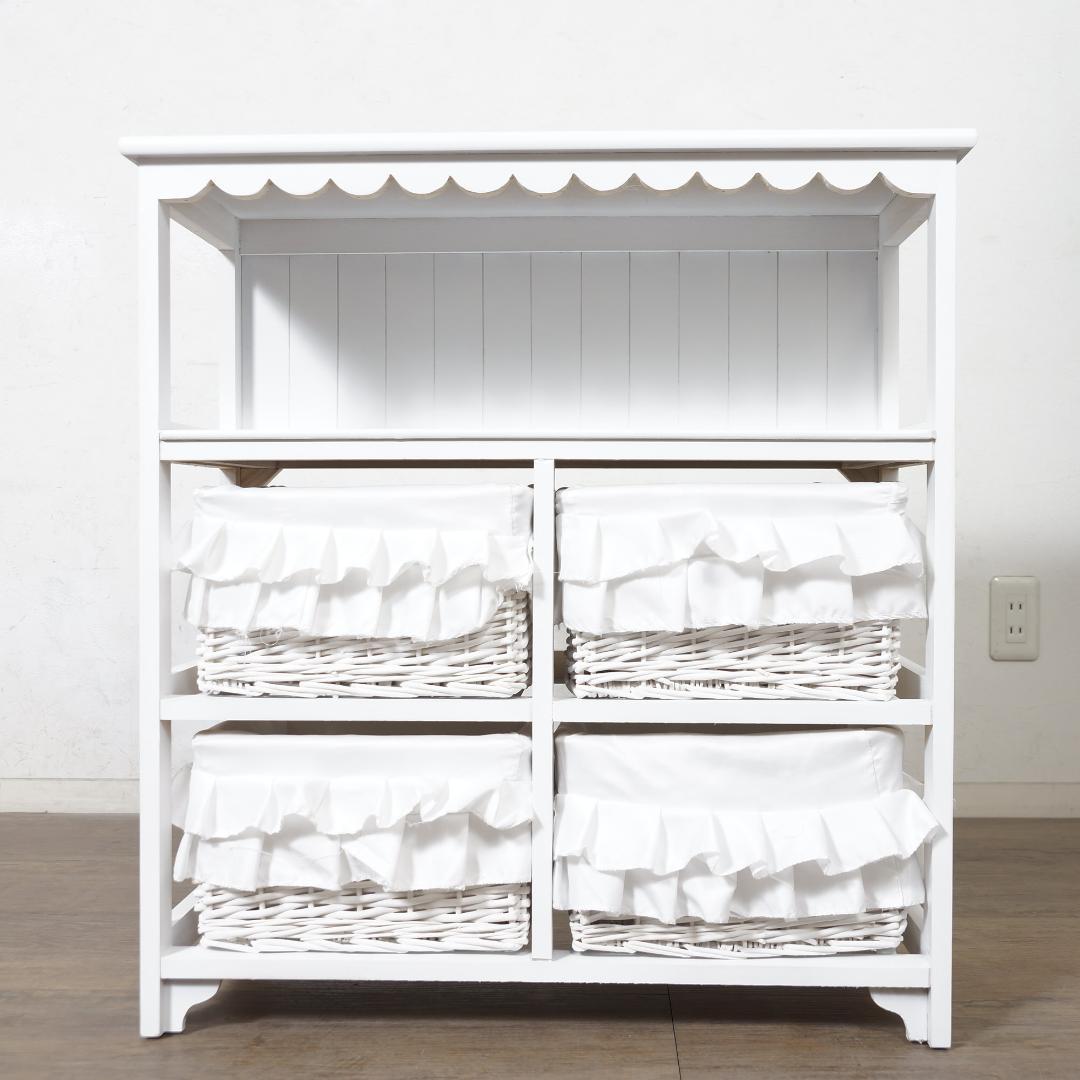 【新品】フリル　バスケット4個　オープンチェスト　ガーリー　アウトレット