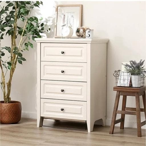 送料込 NITORI オフホワイト木製4段チェスト 美品